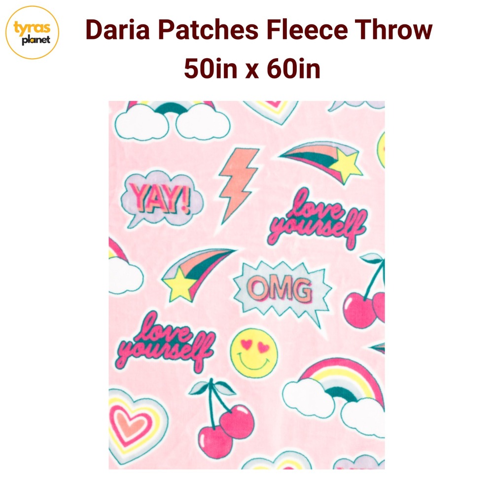 KENSIE 50in x 60in Pink Daria Patches Fleece Throw - NEW